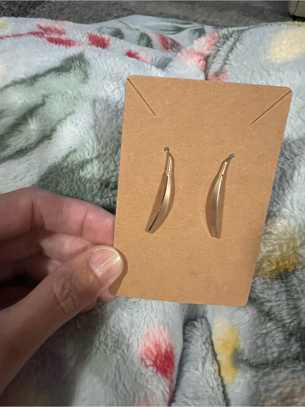 Minimalist Gold-Tone Curved Drop Earrings - Women Jewelry